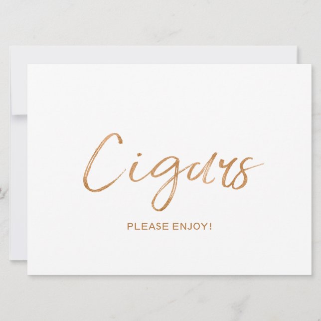 "Cigars" Wedding Sign | Stylish Gold Rose (Front)