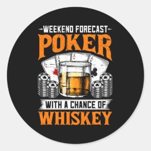 Cigars Whiskey And Playing Poker Smoker Classic Round Sticker