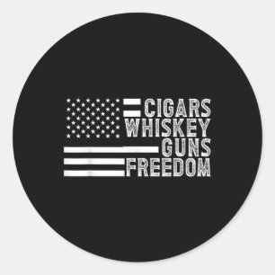 Cigars Whiskey Guns & Freedom Us Patriotic Ame Classic Round Sticker