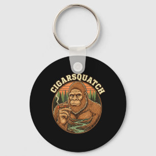 Cigarsquatch Bigfoot Smoking Cigar Sasquatch Retro Key Ring