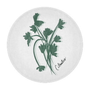 Cilantro Herb Garden Coriander Hand Drawn Cutting Board