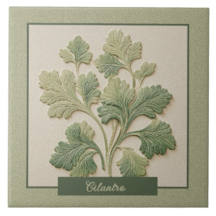 Cilantro Herb Kitchen Decor Faux Relief Ceramic Tile