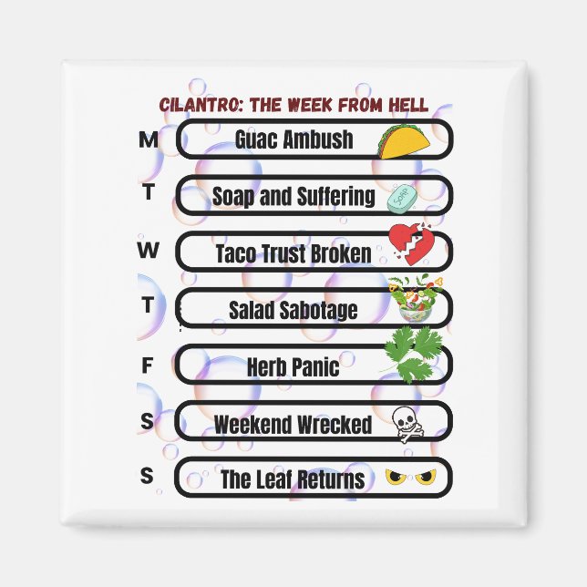 Cilantro – The Week from Hell Funny Anti-Cilantro  Magnet (Front)