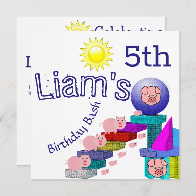 Cildrens Brthday Ivitation Cards (Front/Back)