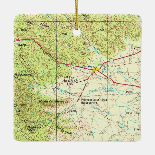 Cimarron NM Vintage Topo Map Ceramic Ornament (Back)