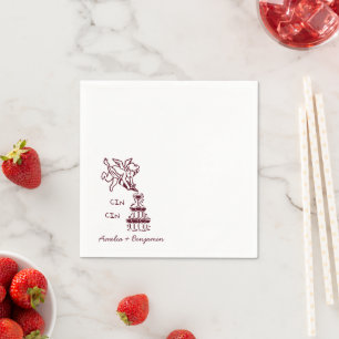 Cin Cin Cherub Hand Drawn Cupid wedding Napkin