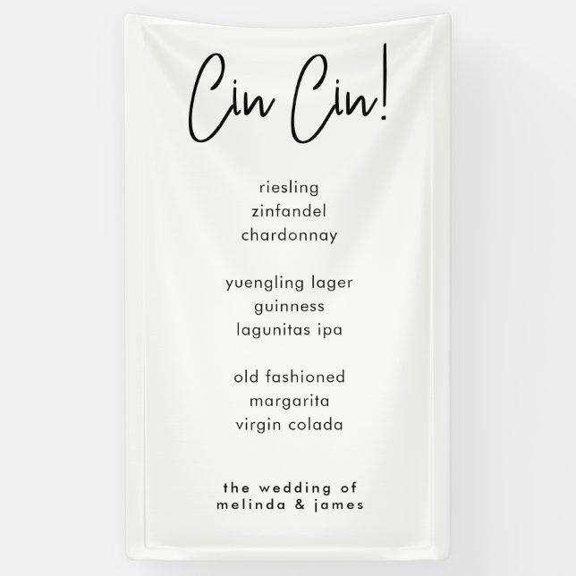 Cin Cin Modern Calligraphy Italian Party Bar Menu Banner (Vertical)