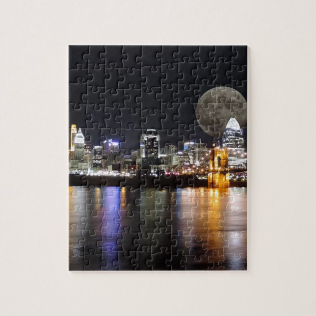 Cincinnat skyline with the moon jigsaw puzzle (Vertical)