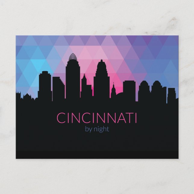 Cincinnati by night Postcard by NightWolfDezigns (Front)