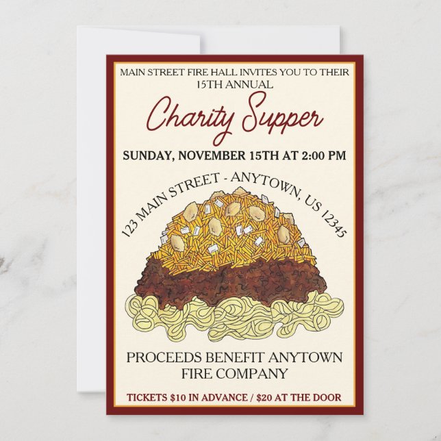 Cincinnati Chilli Ohio OH Food Spaghetti Supper Invitation (Front)