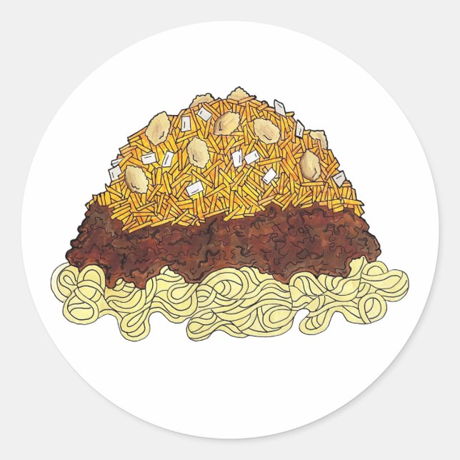 Cincinnati Chilli Ohio OH Spaghetti Chilli Food Classic Round Sticker (Front)
