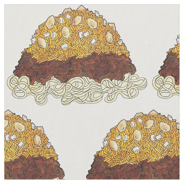 Cincinnati Chilli Ohio OH Spaghetti Chilli Food Fabric (Close Up)