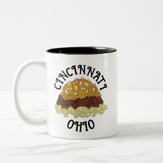 Cincinnati Chilli Ohio OH Spaghetti Chilli Food Two-Tone Coffee Mug (Left)
