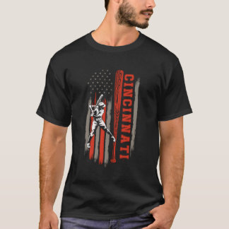 Cincinnati City Baseball American Us Flag T-Shirt
