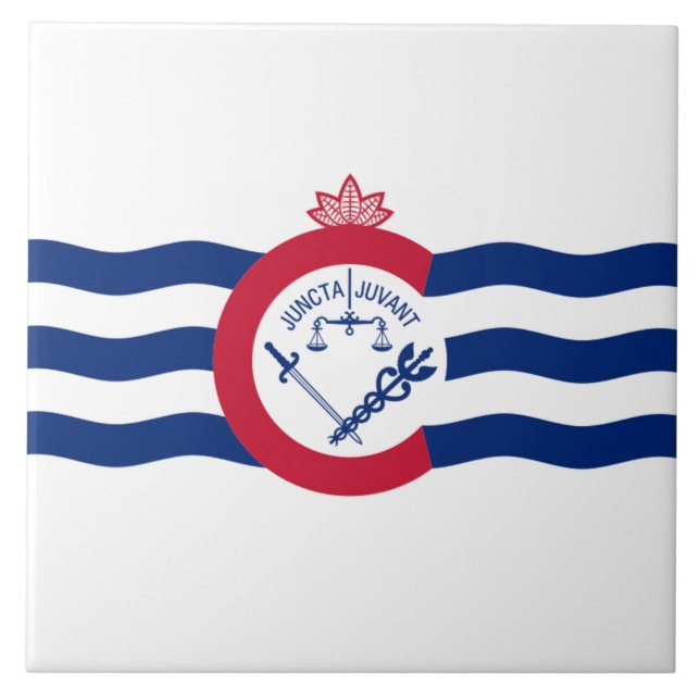 Cincinnati city flag ceramic tile (Front)