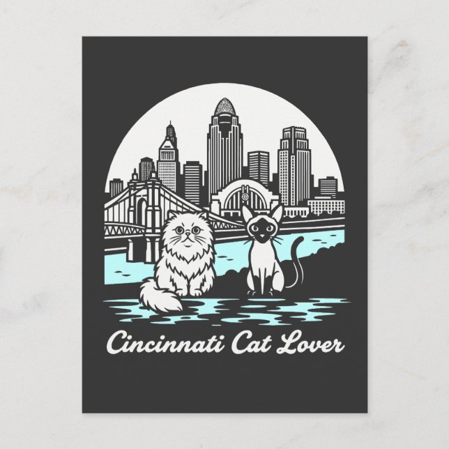 Cincinnati City Ohio Cat Lover Postcard (Front)