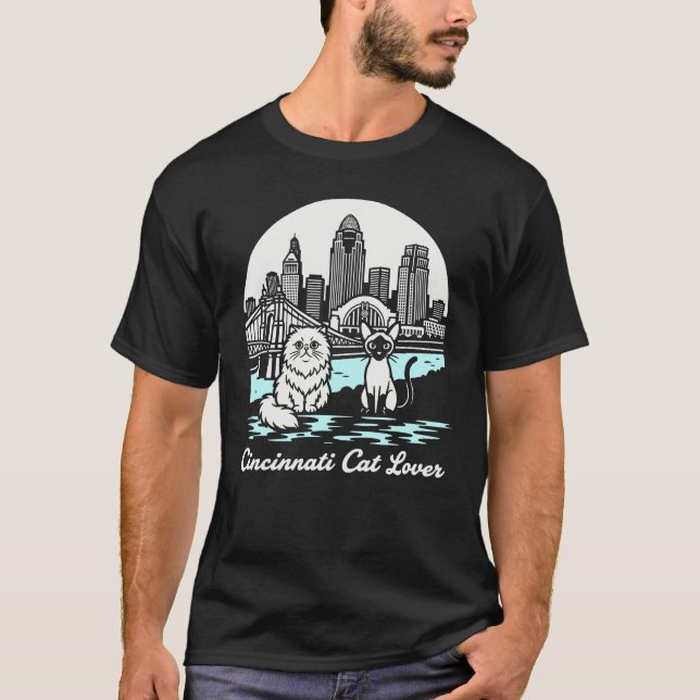 Cincinnati City Ohio Cat Lover T-Shirt (Front)