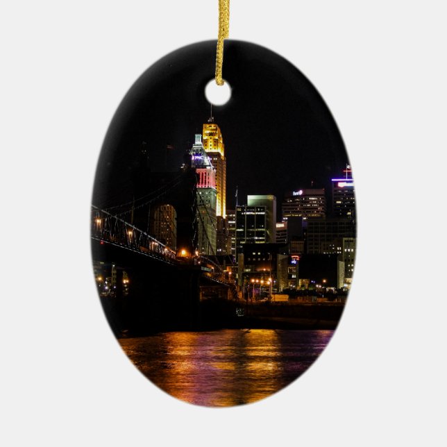 Cincinnati Cityscape Ceramic Ornament (Front)