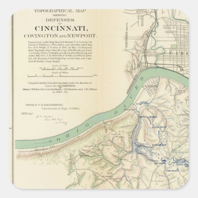 Cincinnati, Covington, Newport Square Sticker (Front)