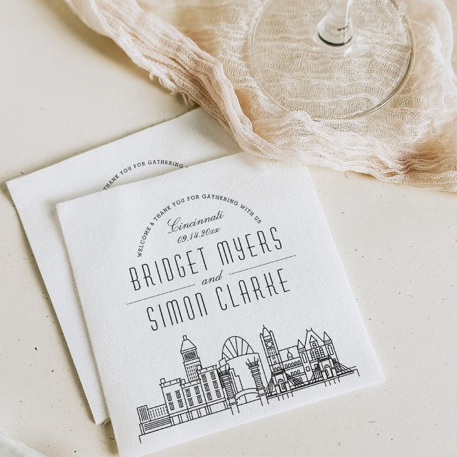 Cincinnati Deco Skyline | Wedding Event Napkins (Creator Uploaded)