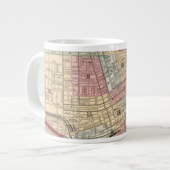 Cincinnati Map by Mitchell Large Coffee Mug (Front Left)