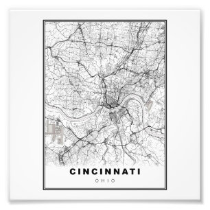 Cincinnati Map Photo Print