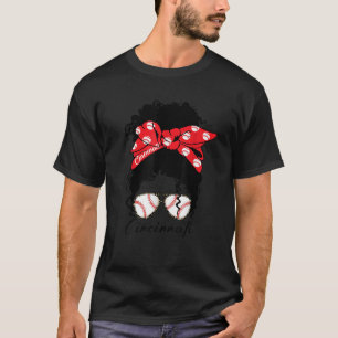 Cincinnati Messy Bun Baseball Fan Souvenir I Love T-Shirt