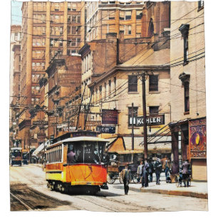 Cincinnati OH - 4th and Main Streets with Trolley Shower Curtain