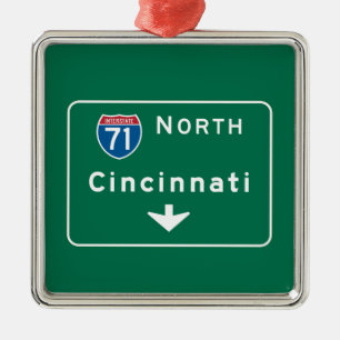 Cincinnati, OH Road Sign Metal Tree Decoration