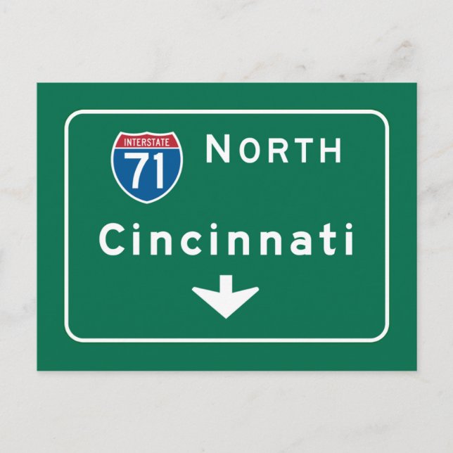 Cincinnati, OH Road Sign Postcard (Front)
