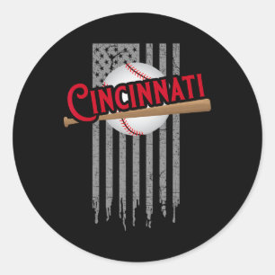 Cincinnati Oh Usa Flag The Queens Chip City Basic Classic Round Sticker