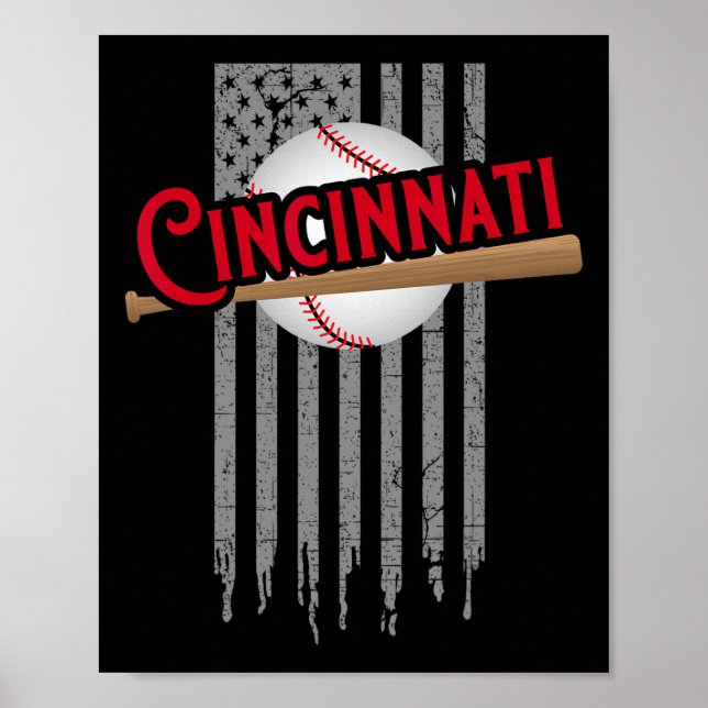 Cincinnati Oh Usa Flag The Queens Chip City Basic  Poster (Front)