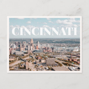 Cincinnati Ohio Aerial Skyline Downtown Photo Postcard