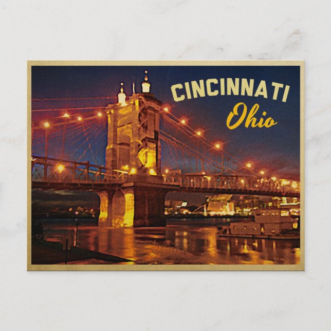 Cincinnati Ohio Bridge Postcard (Front)