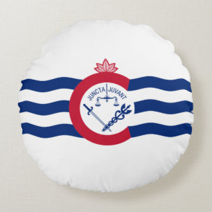 Cincinnati (Ohio) City flag Round Cushion