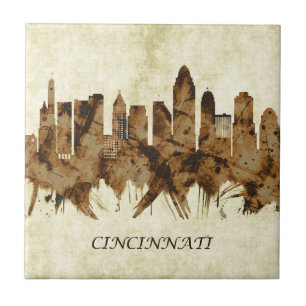 Cincinnati Ohio Cityscape Ceramic Tile