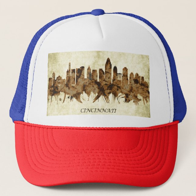 Cincinnati Ohio Cityscape Trucker Hat (Front)