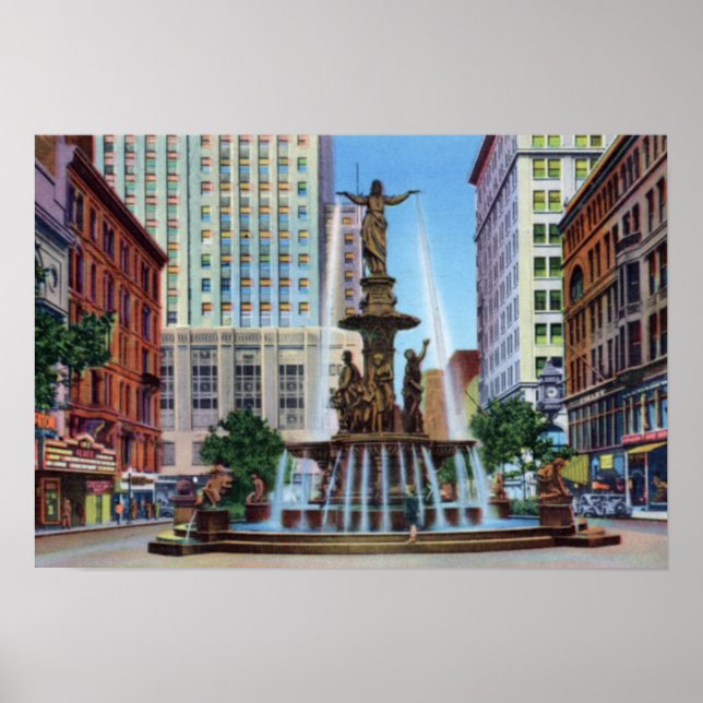 Cincinnati Ohio Fountain Square Poster (Front)