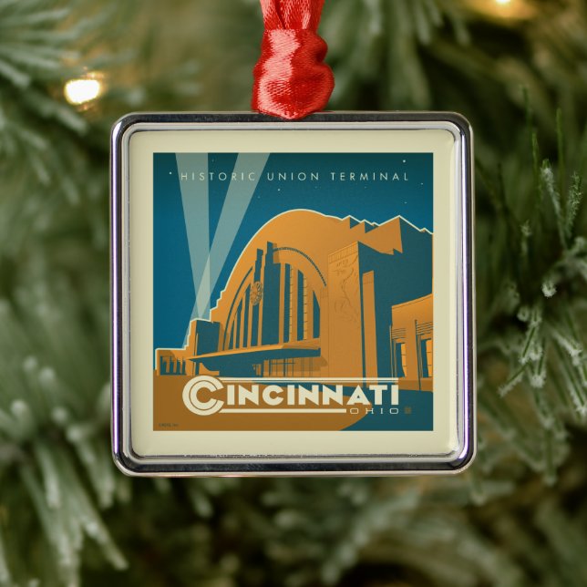 Cincinnati, Ohio | Historic Union Terminal Metal Ornament (Tree)
