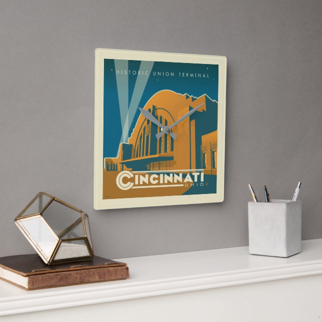 Cincinnati, Ohio | Historic Union Terminal Square Wall Clock (Office)