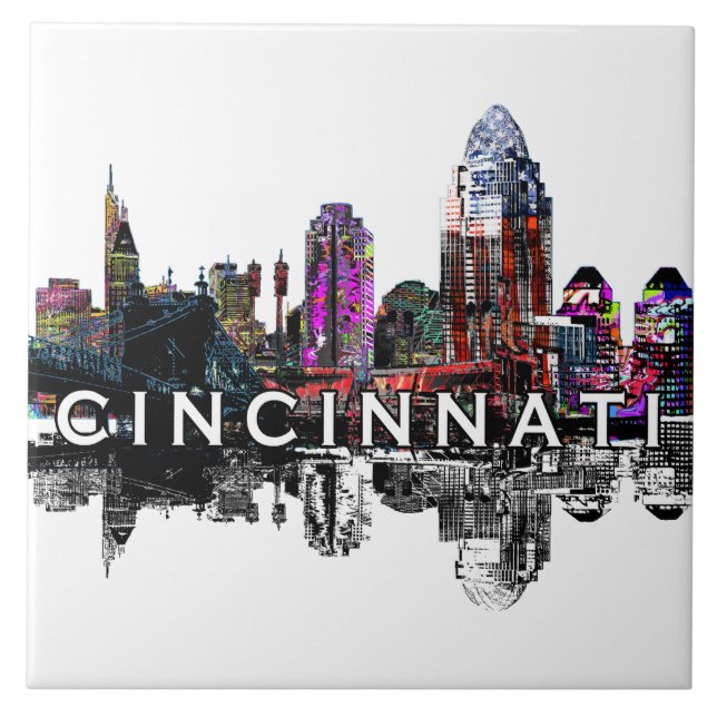 Cincinnati, Ohio in graffiti Ceramic Tile (Front)