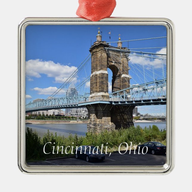 Cincinnati  Ohio Keepsake Souvenir Christmas Metal Ornament (Front)