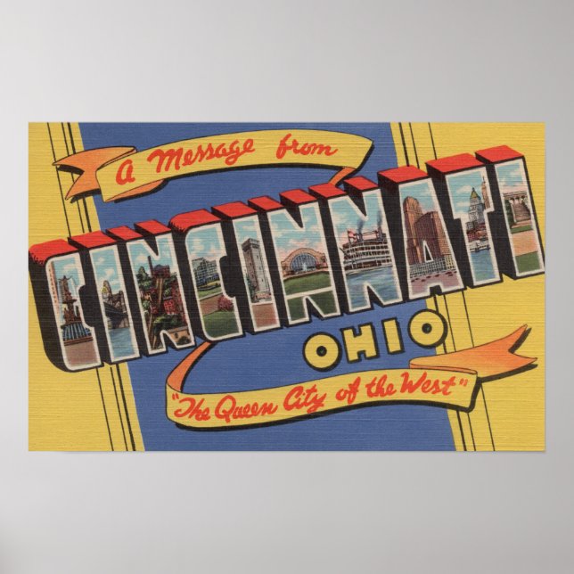 Cincinnati, Ohio - Large Letter Scenes 2 Poster (Front)