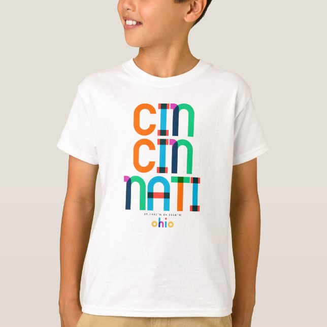 Cincinnati Ohio Mid Century, Pop Art, T-Shirt (Front)