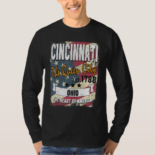 Cincinnati Ohio Oh Distressed American Flag State T-Shirt