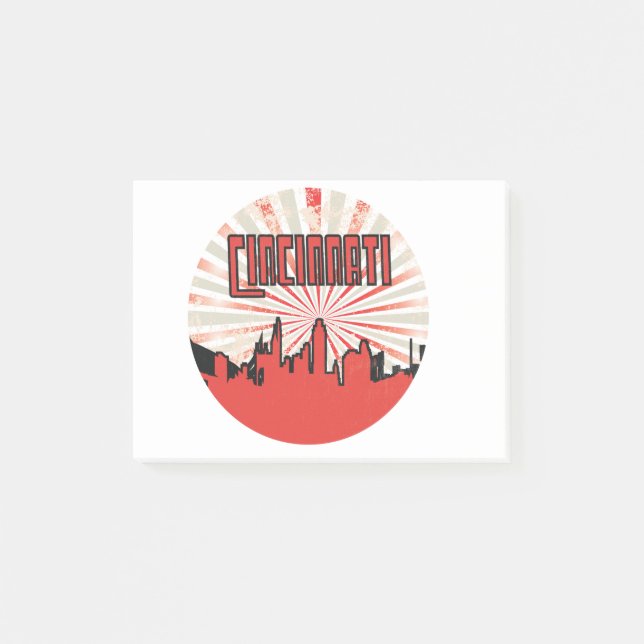 Cincinnati Ohio Retro Circle Post-it Notes (Front)