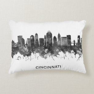 Cincinnati Ohio Skyline BW Decorative Cushion