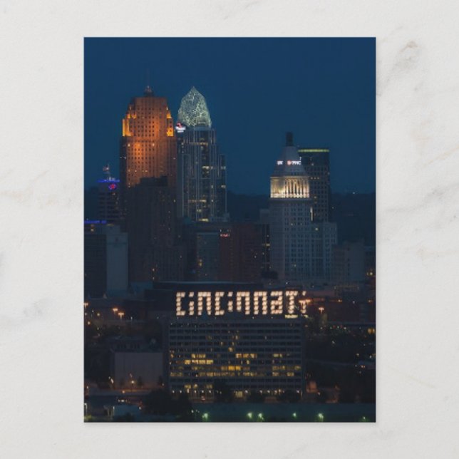  CINCINNATI. OHIO SKYLINE LIGHT SIGN Postcards (Front)