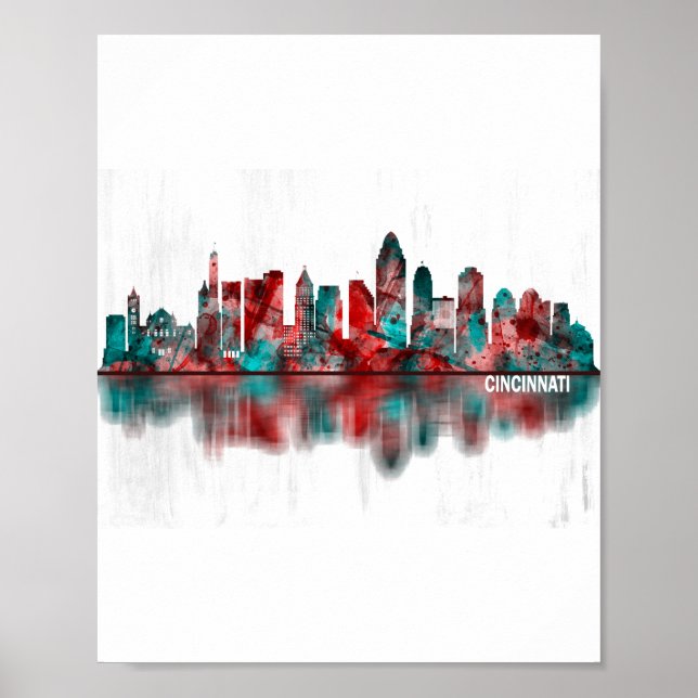 Cincinnati Ohio Skyline Poster (Front)