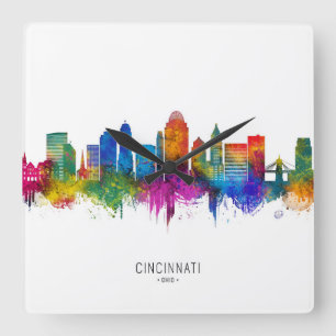 Cincinnati Ohio Skyline Square Wall Clock